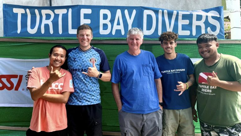 Rick Parker (Underwater Parker) with the team at Turtle Bay Divers on Long Beach, Perhentian Islands, Malaysia
